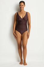Load image into Gallery viewer, Zen Cross Front Tie Back One Piece - Cocoa