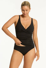 Load image into Gallery viewer, ECO ESSENTIALS CROSS FRONT TANKINI - BLACK