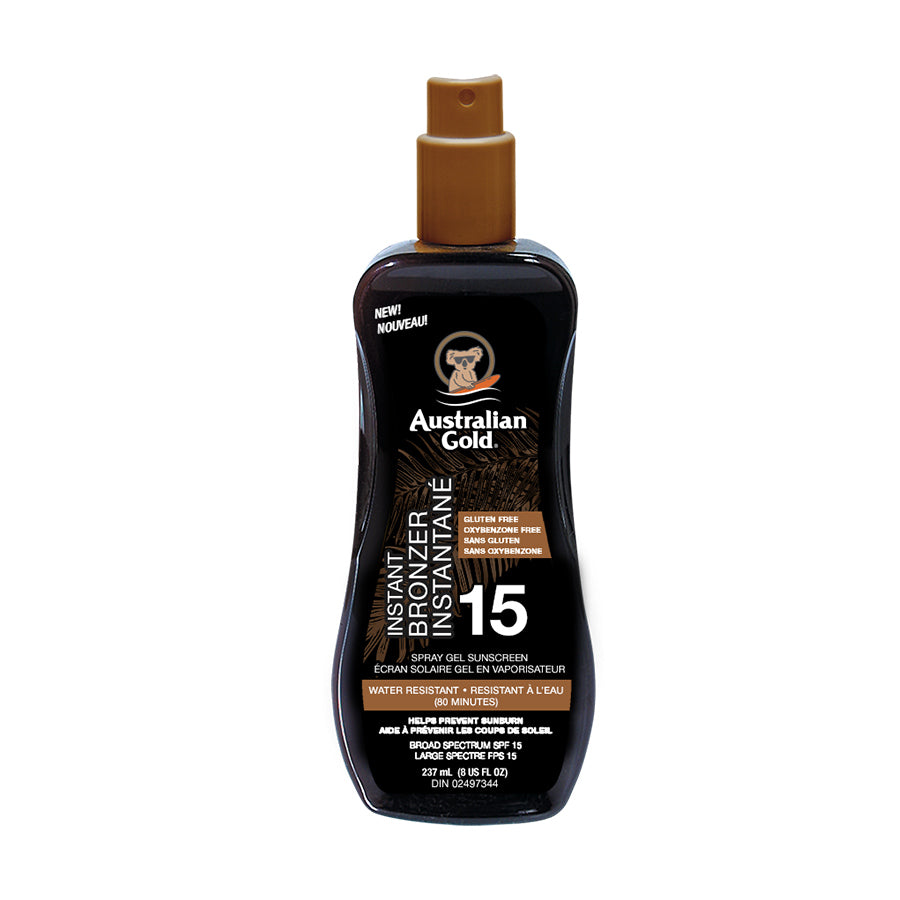 Australian Gold Spray Gel Bronzer Sunscreen 15 Spf