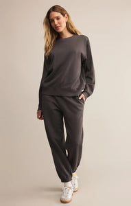 BOYFRIEND COTTON SWEATSHIRT - WASHED BLK