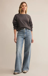 BOYFRIEND COTTON SWEATSHIRT - WASHED BLK
