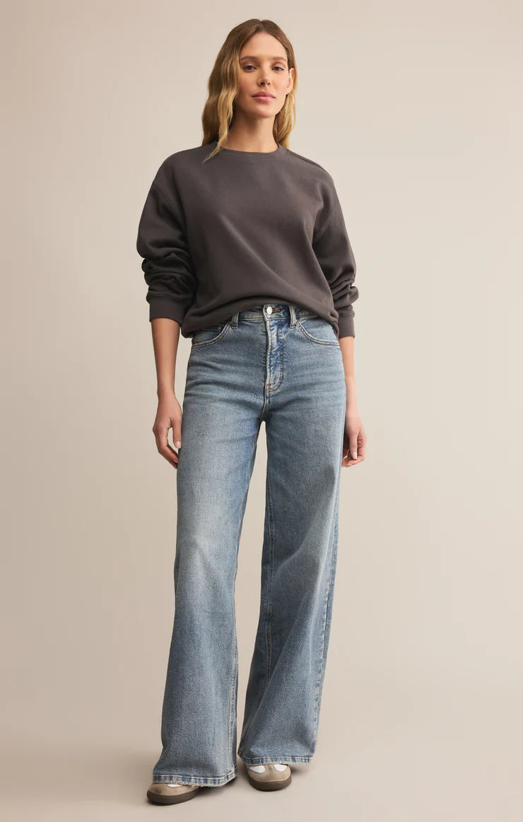BOYFRIEND COTTON SWEATSHIRT - WASHED BLK